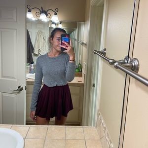 Brandy Melville Maroon Suede Skirt (one size)